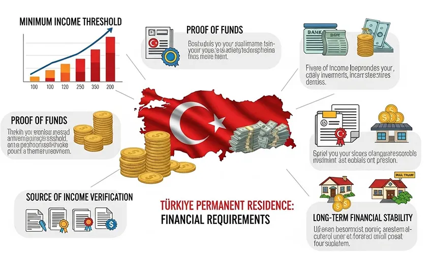 Minimum Income and Financial Means Required for Turkey Permanent Residence (2025 Update)