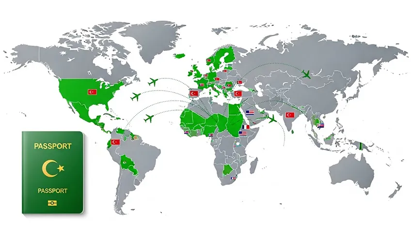 قائمة الدول بدون تأشيرة بالجواز الأخضر التركي