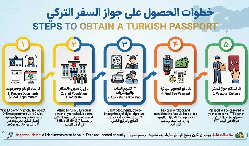 Steps to Obtain a Turkish Passport; Step-by-Step Guide to Registration and Documents