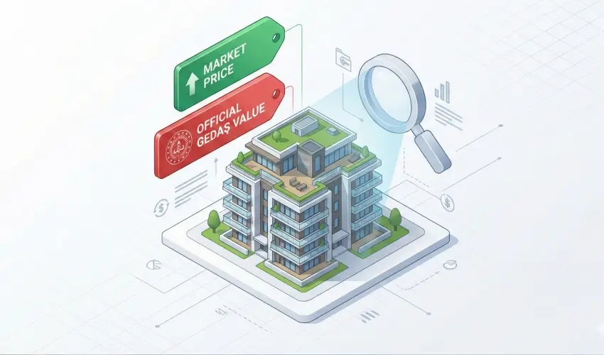 Illustration of GEDAŞ real estate valuation system in Turkey vs market price
