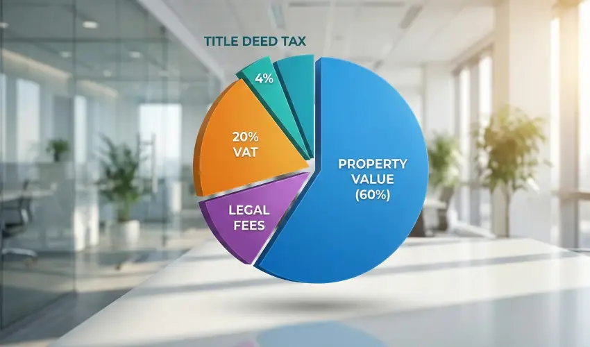 Chart showing breakdown of extra costs including Tapu tax, KDV, and legal fees in Turkey