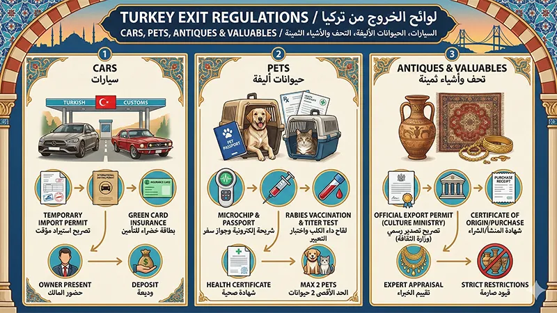 قوانين خروج السيارات والحيوانات والتحف