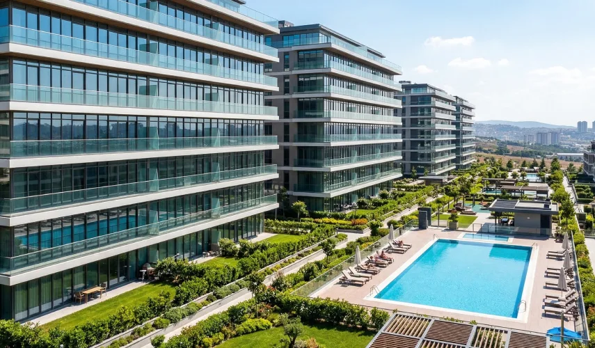 مجمع سكني فاخر حديث مع مسبح في إسطنبول، مثالي للاستثمار العقاري
