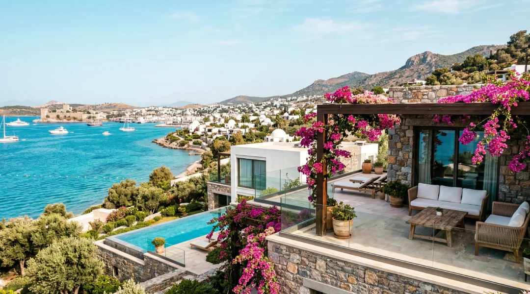 A luxurious modern villa in Bodrum, Turkey, ideal for foreigners buying a house.